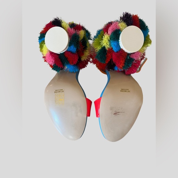 Kat Maconie Designer Colorful Fringe Tassel “Olive” Chunky Heel Sandals 6/Eu 37 - Picture 9 of 12